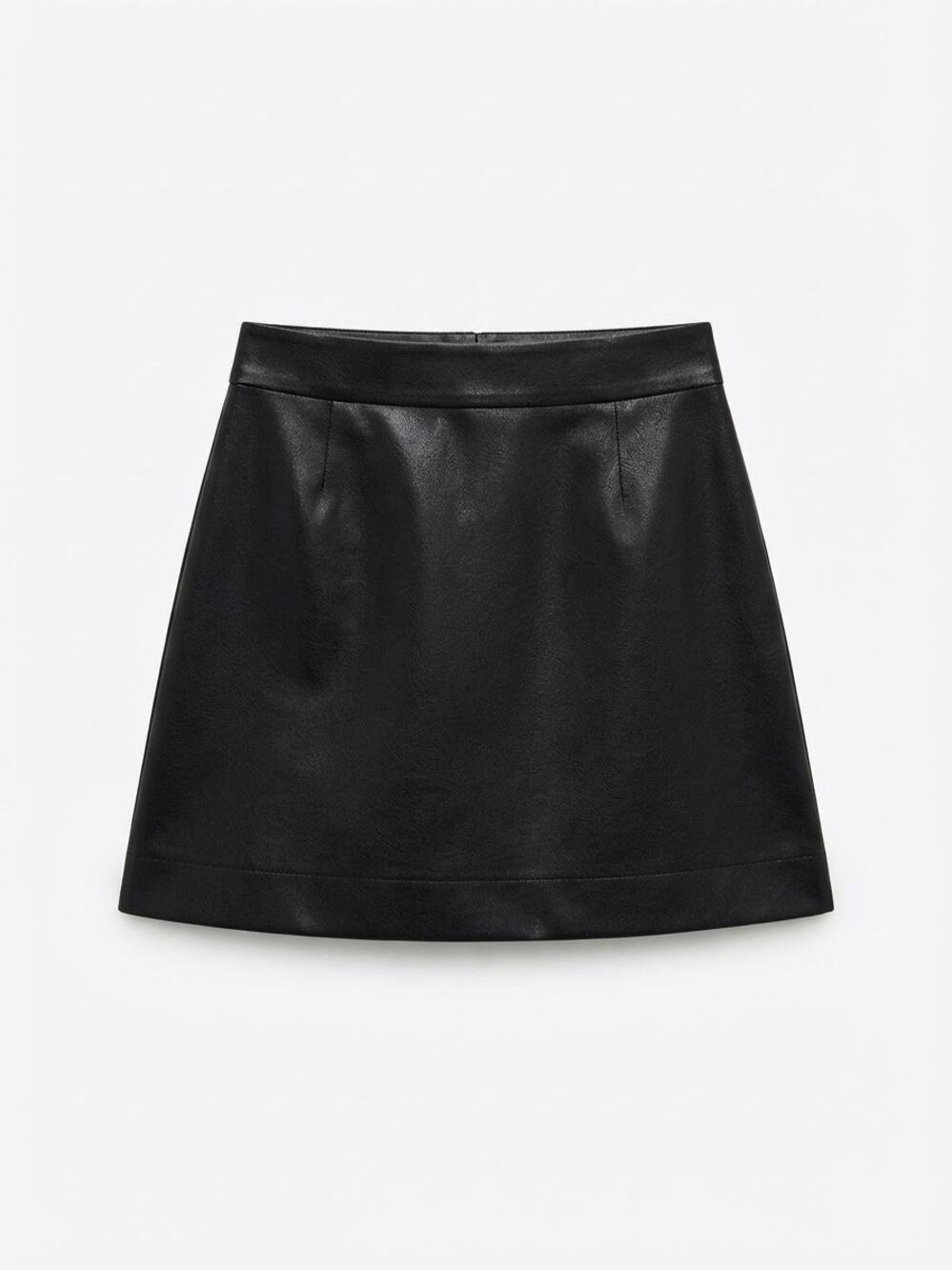 J.Crew Black Faux Leather Mini Skirt A-Line Size 4 Edgy Rocker Fall Concert Chic